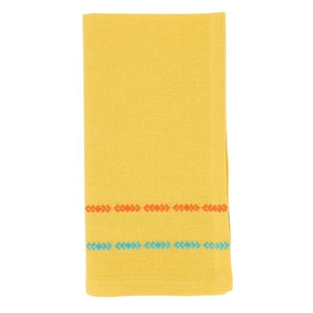 Saro 2621.Y18S 18 In. Dobby Border Square Table Napkins; Yellow - Set Of 4